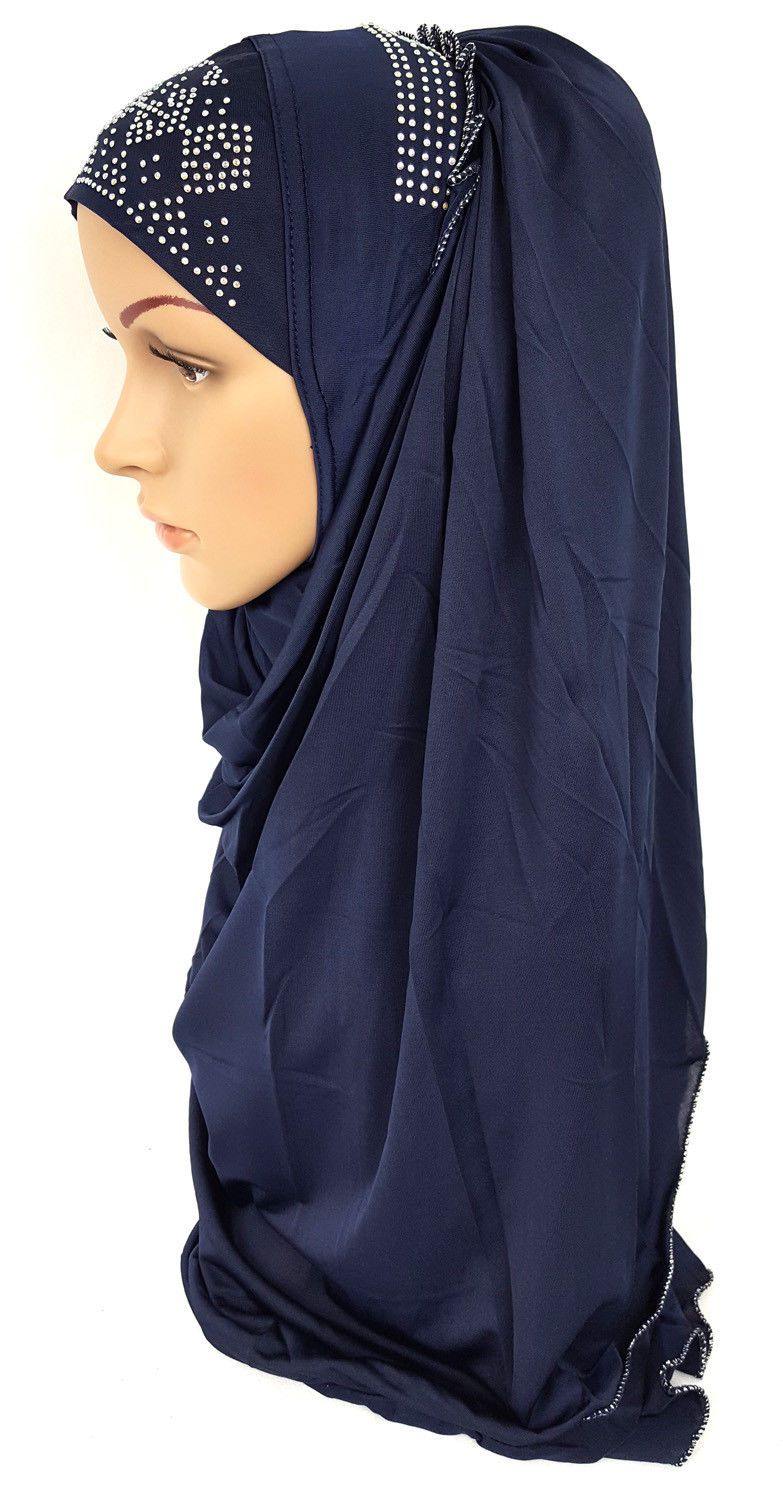 Pull-on Easy Muslim Hijab Fashion Islamic Scarf Viscose Ice Silk MLl061 - Arabian Shopping Zone