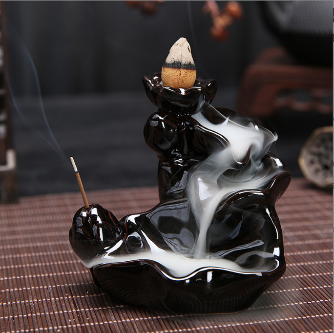 Ceramic Back-Flow Incense Burner Cone/Stick 4"