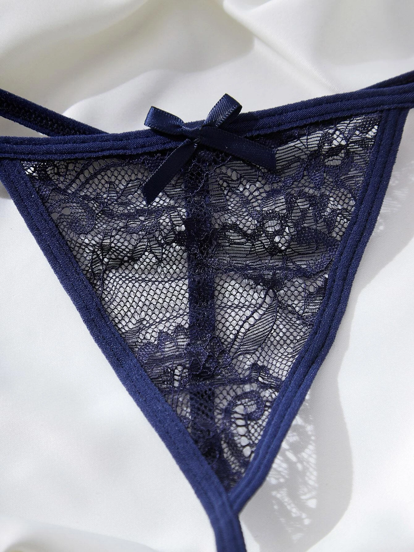 Floral Lace Bow Front Thong