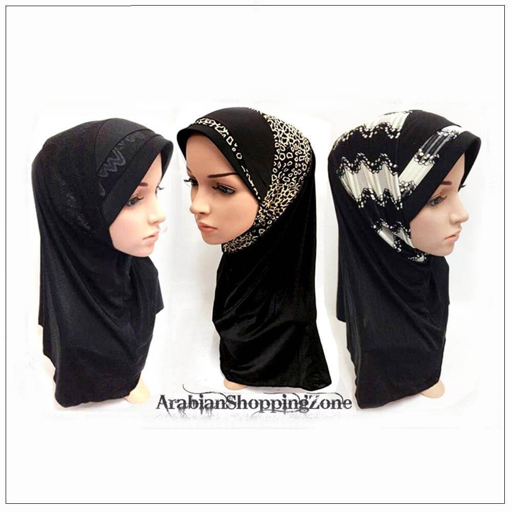 Viscose Ice Silk Lace Black Muslim Hijab Islamic Scarf Shawls - Arabian Shopping Zone